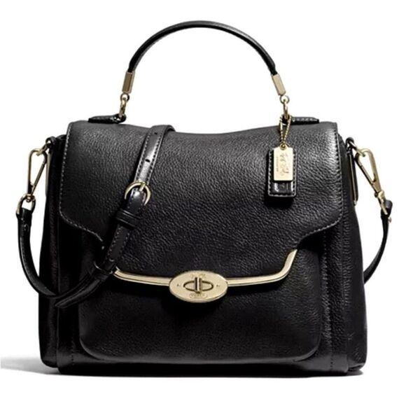 Coach 26624 Sadie Madison Black Leather Top Handle Satchel Crossbody Bag - Picture 1 of 16
